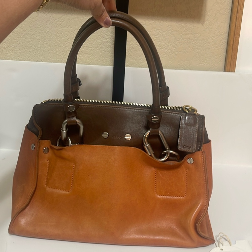 Vintage Chloe Vermilion Large Leather Weekend Buckle Handle Satchel Auth OBO
